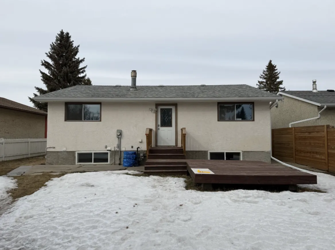 Before, Two-Tier Composite Deck, Stone Patio & Front Entrance in Red Deer, AB, by Green Ladder Contractors